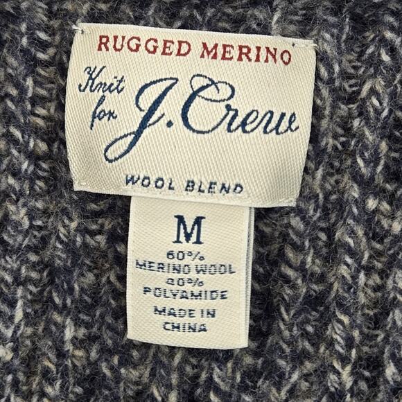 J Crew Cardigan Sweater Womens Medium Merino Wool Blend Blue Grandpacore Chunky - Picture 4 of 9